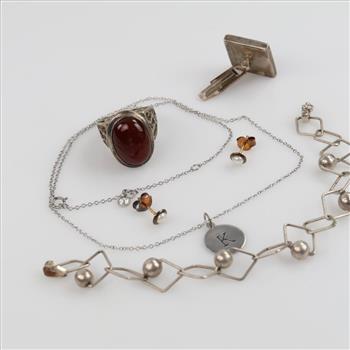 .800-.900 Silver Jewelry, 6 Pieces