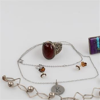 .800-.900 Silver Jewelry, 6 Pieces