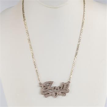 .800-.900 Silver Necklace With Name Plate