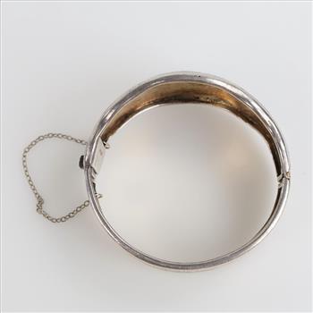 .800-.900 Silver Purple Stone Bangle Bracelet