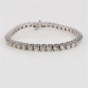 8.00cts TW Diamond 10kt White Gold Tennis Bracelet -Evaluated By Our Certified Gemologist-AGS/GIA
