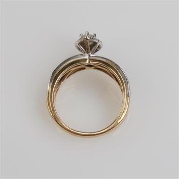 .81ctTW Diamond 14kt Two Tone Gold Split Shank Halo Ring -Evaluated By Certified Gemologist-AGS/GIA