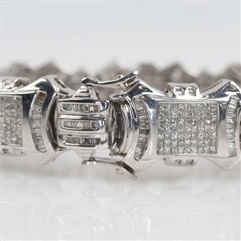 8.33cts TW Diamond 14kt White Gold Bracelet-Evaluated By Our Certified Gemologist-AGS/GIA