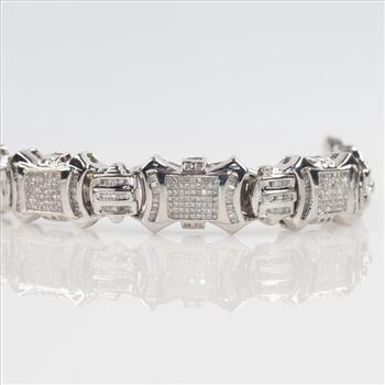 8.33cts TW Diamond 14kt White Gold Bracelet-Evaluated By Our Certified Gemologist-AGS/GIA