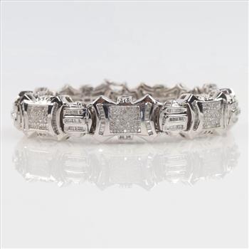 8.33cts TW Diamond 14kt White Gold Bracelet-Evaluated By Our Certified Gemologist-AGS/GIA