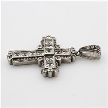 .850 Silver Clear Stone Cross Pendant