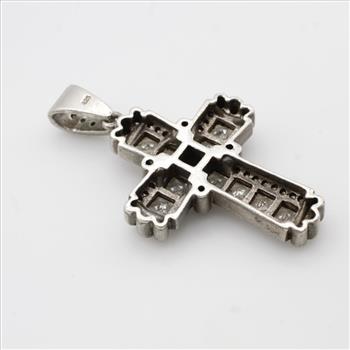 .850 Silver Clear Stone Cross Pendant