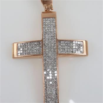 8.65cts TW Diamond 10kt Gold Cross Pendant