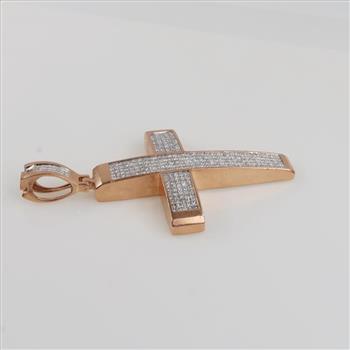 8.65cts TW Diamond 10kt Gold Cross Pendant