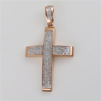 8.65cts TW Diamond 10kt Gold Cross Pendant