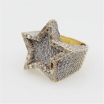 8.72cts TW Diamond 14kt Gold Star Ring-Evaluated By Our Certified Gemologist-AGS/GIA