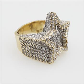 8.72cts TW Diamond 14kt Gold Star Ring-Evaluated By Our Certified Gemologist-AGS/GIA