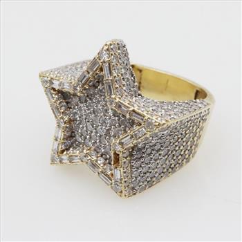 8.72cts TW Diamond 14kt Gold Star Ring-Evaluated By Our Certified Gemologist-AGS/GIA