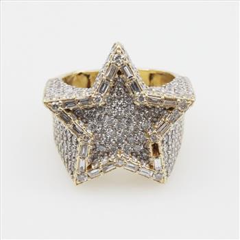 8.72cts TW Diamond 14kt Gold Star Ring-Evaluated By Our Certified Gemologist-AGS/GIA