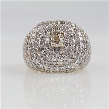 8.85cts TW Diamond 10kt Gold Iced-Out Signet Ring -Evaluated By Our Certified Gemologist-AGS/GIA