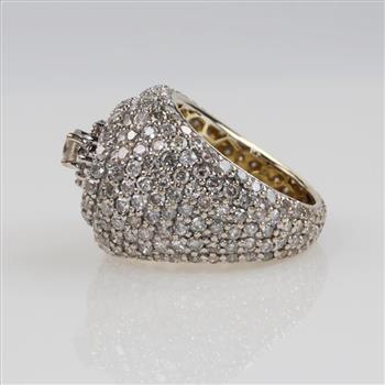 8.85cts TW Diamond 10kt Gold Iced-Out Signet Ring -Evaluated By Our Certified Gemologist-AGS/GIA