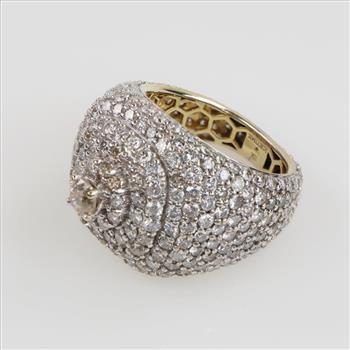 8.85cts TW Diamond 10kt Gold Iced-Out Signet Ring -Evaluated By Our Certified Gemologist-AGS/GIA
