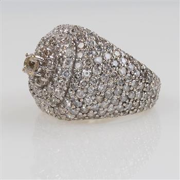 8.85cts TW Diamond 10kt Gold Iced-Out Signet Ring -Evaluated By Our Certified Gemologist-AGS/GIA