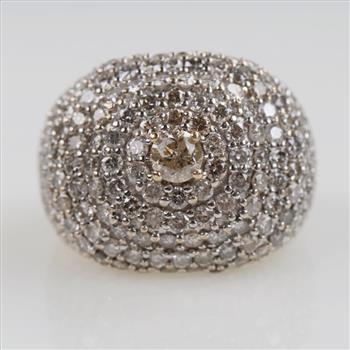 8.85cts TW Diamond 10kt Gold Iced-Out Signet Ring -Evaluated By Our Certified Gemologist-AGS/GIA