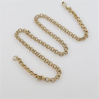 8kt Gold Double Circle Chain Link Charm Wrap Bracelet