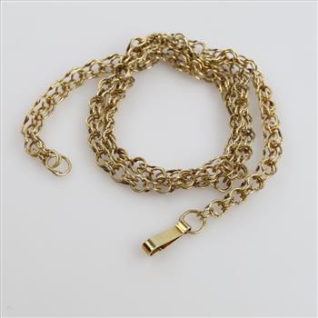 8kt Gold Double Circle Chain Link Charm Wrap Bracelet