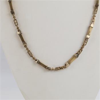 8kt Gold Hollow Bar & Link Necklace