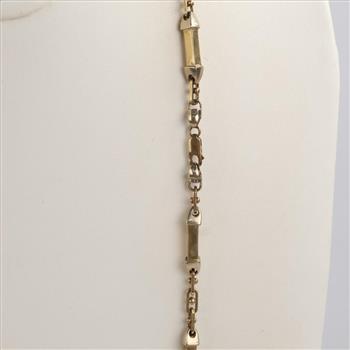 8kt Gold Hollow Bar & Link Necklace