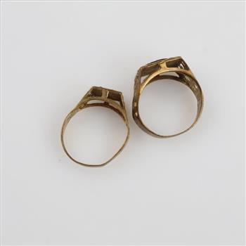 8kt Gold Initial Ring, 2 Pieces