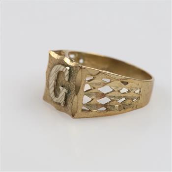 8kt Gold Letter G Signet Ring