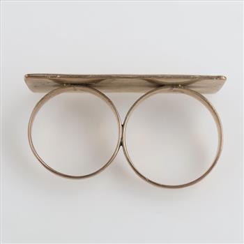 8kt Gold Name Plate Double Ring