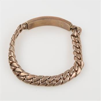 8kt Rose Gold Curb Link Chain ID Bracelet