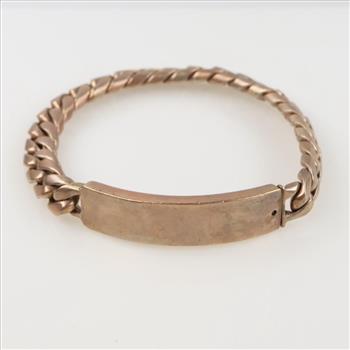 8kt Rose Gold Curb Link Chain ID Bracelet