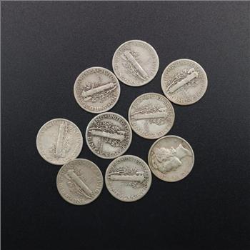 9 Mercury Silver Dimes