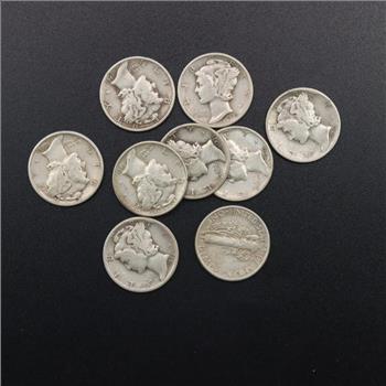 9 Mercury Silver Dimes
