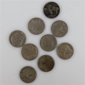 9 US Buffalo Nickels