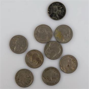 9 US Buffalo Nickels