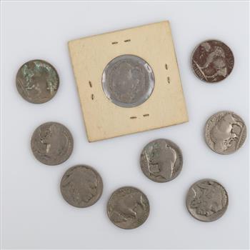 9 US Buffalo Nickels