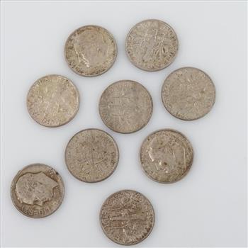 9 US Roosevelt Silver Dimes