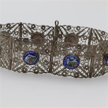 .900 Silver Blue Bead Bracelet