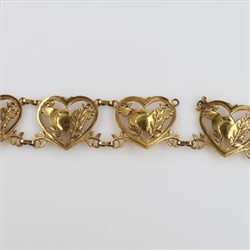 .900 Silver Heart Panel Bracelet
