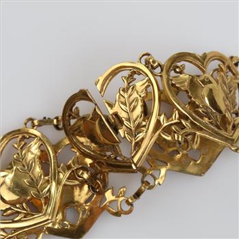 .900 Silver Heart Panel Bracelet