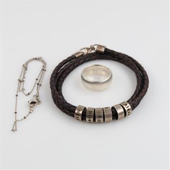 .900-.800 Silver Jewelry, 3 Pieces