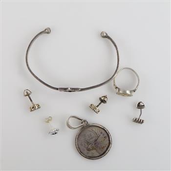.900-.800 Silver Jewelry, 7 Pieces
