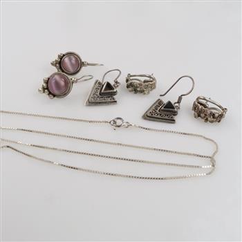 .900-.800 Silver Jewelry, 7 Pieces