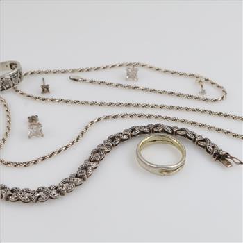 .900-.800 Silver Jewelry, 8 Pieces