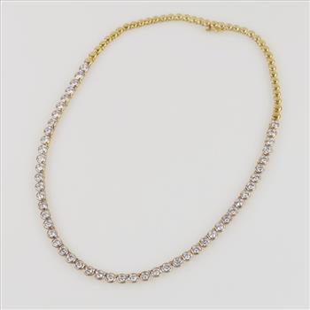 9.00cts TW Diamond 18kt Gold Necklace-Evaluated By Our Certified Gemologist-AGS/GIA