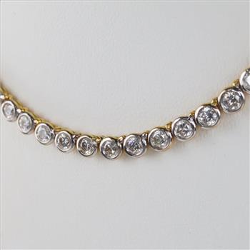 9.00cts TW Diamond 18kt Gold Necklace-Evaluated By Our Certified Gemologist-AGS/GIA