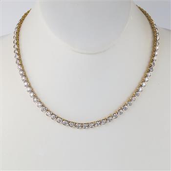 9.00cts TW Diamond 18kt Gold Necklace-Evaluated By Our Certified Gemologist-AGS/GIA