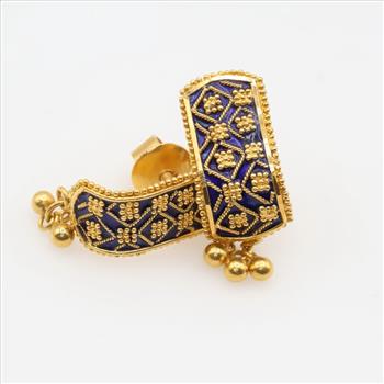 916 gold blue enamel Earrings