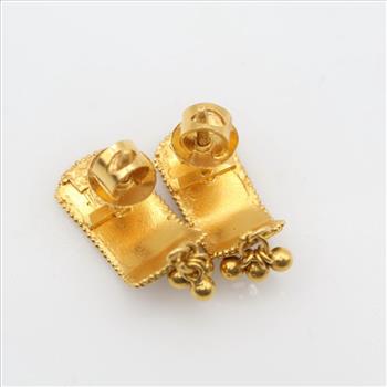 916 gold blue enamel Earrings